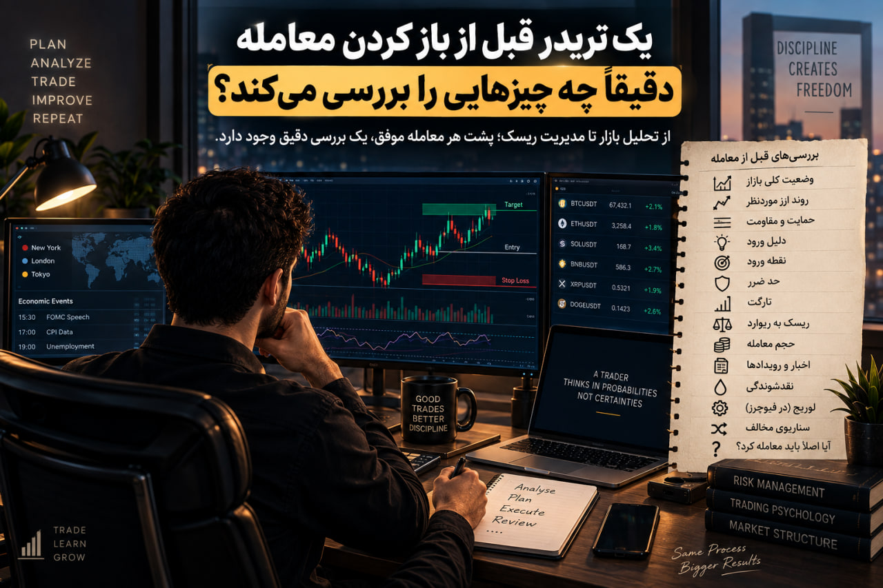 یک تریدر قبل از باز کردن معامله دقیقاً چه چیزهایی را بررسی میکند؟