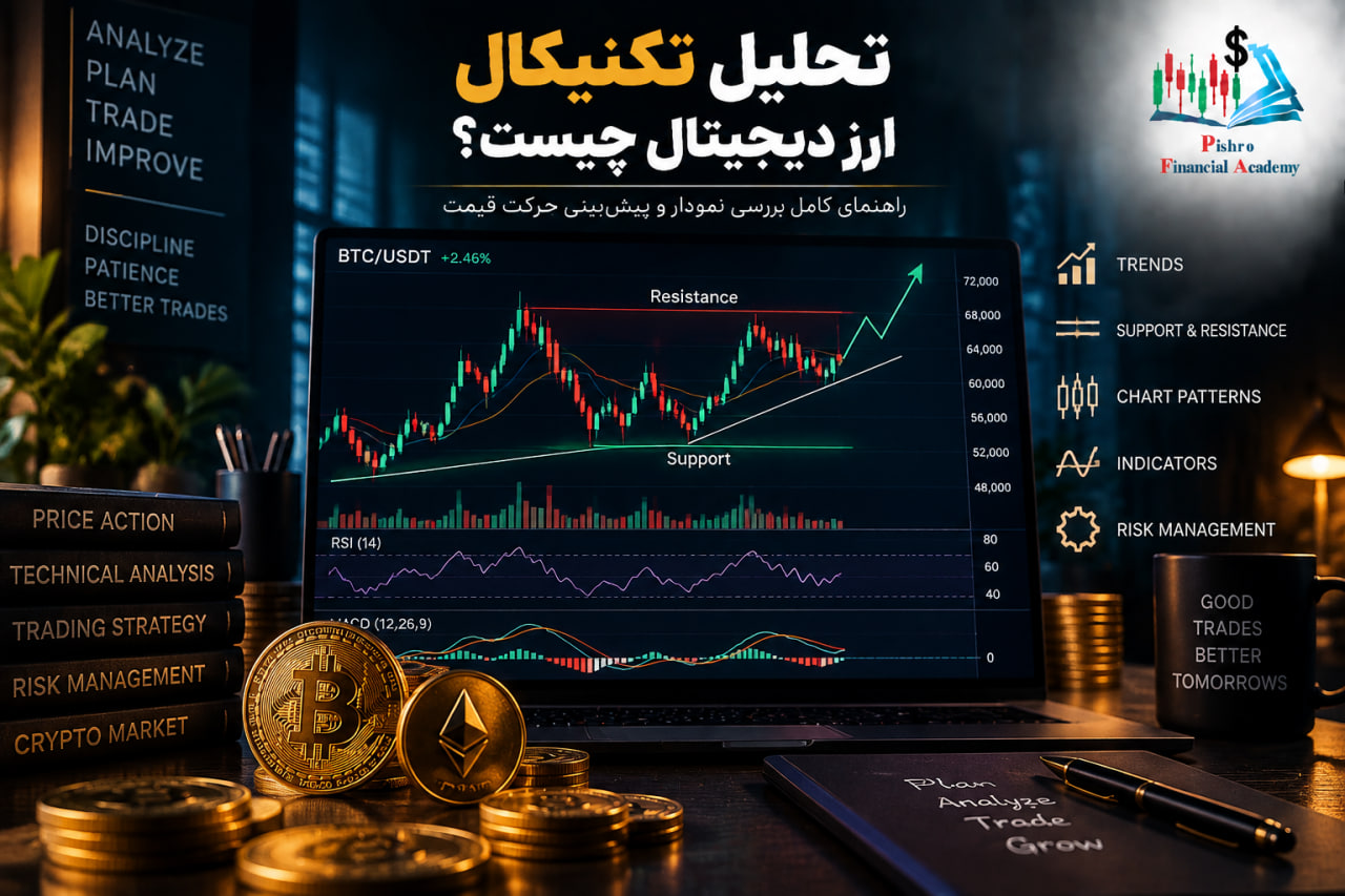 تحلیل تکنیکال ارز دیجیتال چیست؟ راهنمای کامل بررسی نمودار و پیشبینی حرکت قیمت